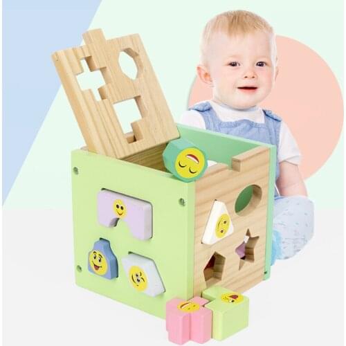 Baby Wooden Building Blocks Intelligence Box Shape Sorter Toys Children Montessori Educational Toy Kids Matching Game Toy Gift