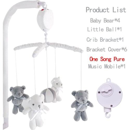 Baby Crib Holder Rattles Baby Toys 0-12 Months Clockwork Music Box Bed Bell Toy Bear Handmade Mobile Toys For Children