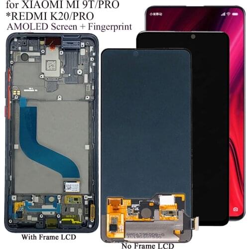 AMOLED Screen For Mi 9T Mi 9 T Pro Lcd Display Touch Screen Replacement For Redmi K20 K 20 Pro Phone LCD Screen + Fingerprint