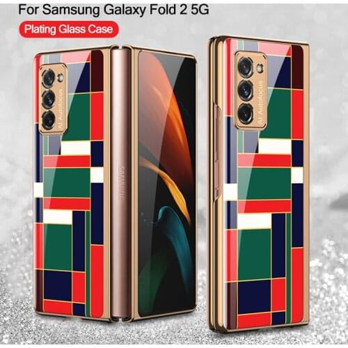 GKK Luxury Tempered Glass Case For Samsung Galaxy Z Fold 2 Flip 5G Case Plating Protective Hard Cover For Samsung Z Fold 2 Flip