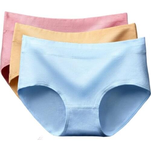 Cotton Panties For Women Solid Underpants Middle-Waisted Cpanties Cotton Underwear Girl Knickers
