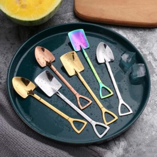 Stainless Steel Shovel Coffee Spoon Set Creative Tea-spoon Shovel Dessert Spoon Christmas Gift Tableware Ice Cream Tool