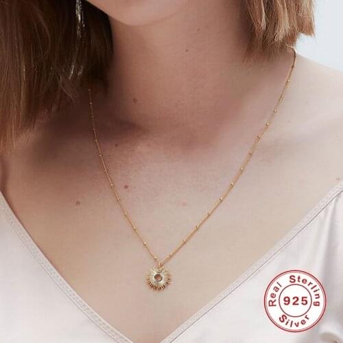 AIDE Luxurious Sun Pendant Necklace For Women INS Glossy Sunlight Clavicle Chain 925 Sterling Silver Collares Fine Jewelry