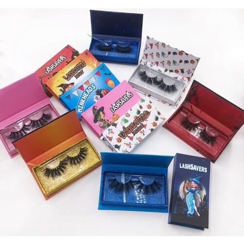 Lashes Box Case Packaging Makeup Mink Eyelash Rectangular Boxes Wholesale Lashes Mink 25mm Box Package Halloween Theme Packaging