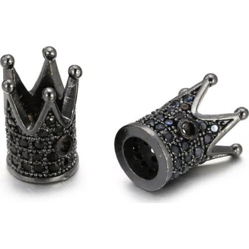 Crown skull leopard warrior helmet micro pave cz cubic zirconia spacer beads metal Crystal bracelet necklace ryh4