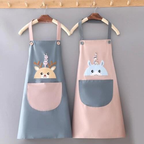 Kitchen Apron Household Oil-proof Kitchen Chef Aprons Korean Style Waterproof Cartoon Cooking Overalls for Home