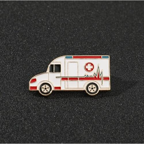 2021 New Fashion Ambulance Brooch Simple End Exquisite Jacket Lapel Enamel Pin Jewelry For Your Doctor Friend