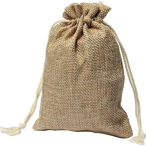 New Vintage Burlap Jute Sacks Weddings Favor Adjustable Cords Christmas Gift Bags 10 * 15cm