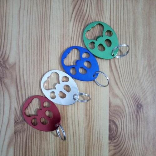 Wholesale 300pcs pawprint shape bottle opener keychain beer opener key ring Random