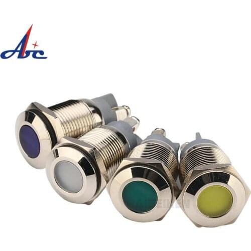 Excellent DC 12V 16mm Blue LED Indicator Light Metal Shell Pilot Custom Dash Signal Lamp