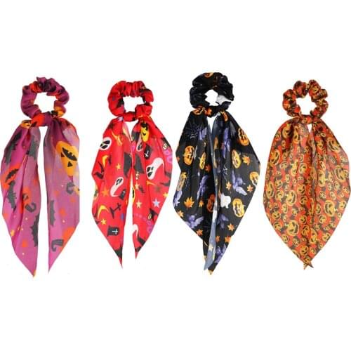 Christmas Hair Elastic Bands Bandanas DIY Bowknot Headband Scrunchies Ponytail Ropes Girls Women Hair Accessories For Halloween