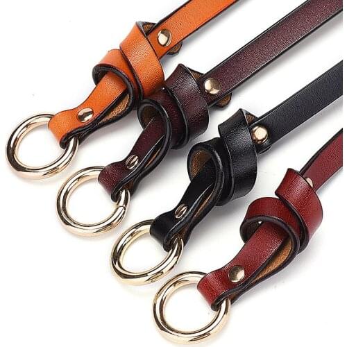 Luxury Brand Women Belts Thin Golden Buckle Genuine Leather Strap Dress Trousers Casual Black Ladies Female Designer Waistband