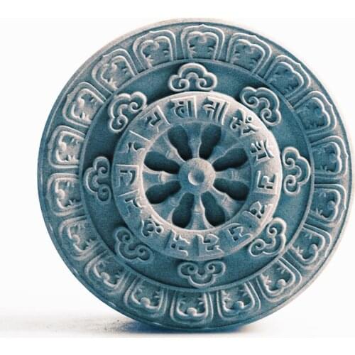 Silicone Soap Mould Soap Mold Diy Sakyamuni Mantra Round Shape Diy Aroma Wax Gypsum Handmade Soap Making Mooncake Mould Silicone