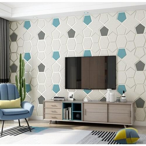 Modern Simple TV Background Wall Imitation Deerskin Velvet Wallpaper Guest Hall 3D Relief Film and Television Wall Non-Woven