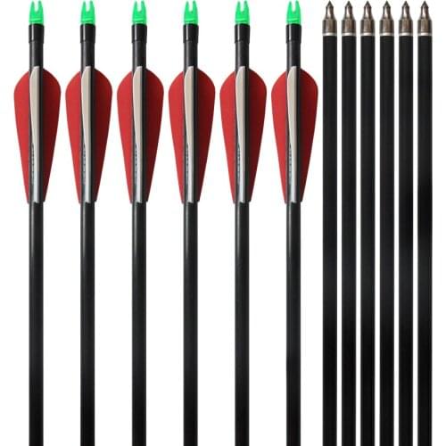 12pcs Fiberglass Arrow with Replaceable Arrowhead and Plastic Feather for Long Bow Hunting