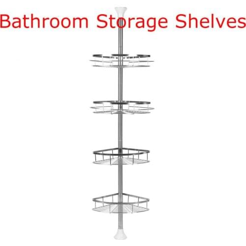 Bathroom Triangle Rack Shelf Organizer 4 Shelves Stainless Steel Telescopic Adjustable Shelf Hardware Home Bathroom Shelves HWC