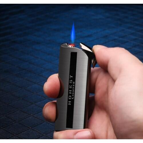 Ultra-thin Windproof Blue Flame Lighter Gas Inflatable Compact And Convenient Creative Personality Metal Lighter Men’s Gift