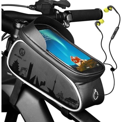 Bike Frame Top Tube Bag Reflective 6.5" Touch Screen Phone Case Bag Rainproof Bicycle Bag with Sun Visor Cycling Accessories