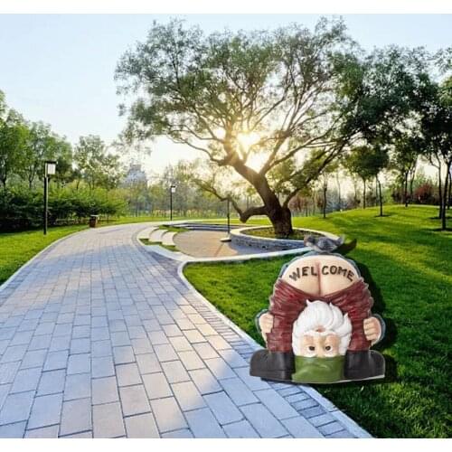Funny Welcome Gnome With Bird Statue Decorative Prank Dwarf Resin Doll Craft For Garden Entrance Art Figurines Funny Design