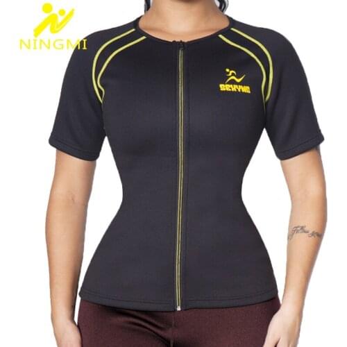 NINGMI Slim Waist Trainer Top for Women Slimming Shapwear Neoprene Sauna Vest Weight Loss Body Shaper Sport Top Blouse
