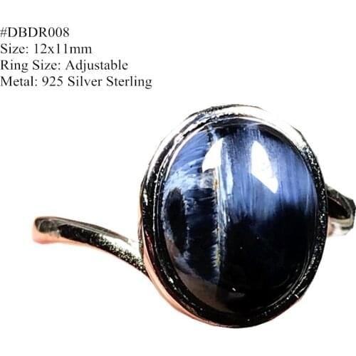 Top Natural Blue Pietersite Ring Silver Sterling Jewelry For Women Man Oval Beads Namibia Energy Gemstone Adjustable Ring AAAAA