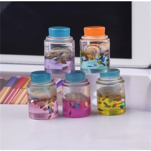 Julie Wang 10PCS Resin Bottle Charms No Nail Mixed Micro Shell Bottle Pendant Keychain Jewelry Making Accessory Decor
