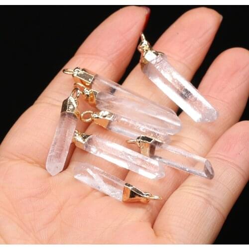 2pcs Natural Stone 7 Chakra Reiki Heal Pendant Charm Quartzs Crystal Column Pendant for DIY Earring Necklace Jewelry Making
