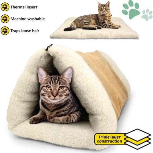 2-in-1 Pet Bed Snooze Tunnel and Mat for Pets Cats Dogs and Kittens for Travel or Home