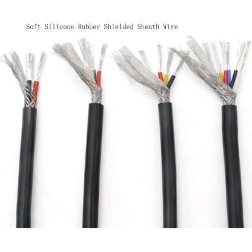 2Cores Super Soft Silicone Shielded Sheath Cable Tinned Copper Wire High Temperature Resistant Power Cord-1/2M