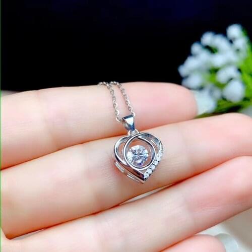 2020 heart style shiny moissanite necklace for women 925 sterling silver birthday gift shiny gem better than diamond gem moving