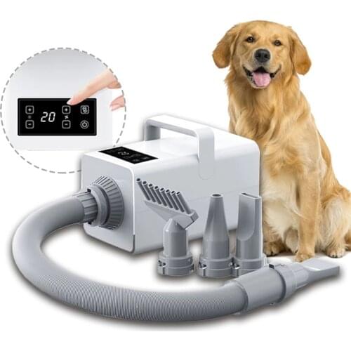 2200W Pet Dryer LED Display Negative Ion Blower Hot Wind Heater Fast Adjustable Pet Dog Grooming Blower Dog Brush Blow Dryer