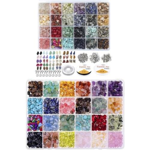 24-Grid Gravel Natural Stone 4-8mm Beaded DIY Handmade Jewelry Accessories