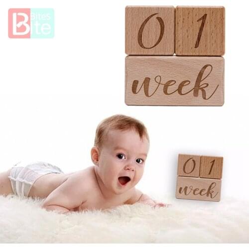 3Pcs/Set Handmade Baby Milestone Cards Square Engraved Wood Infants Bathing Gifts Newborn Photography Calendar Photo Accessories