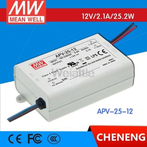 5V 12V 15V 24V 36V 0.7A 1A 2.1A 3.5A APV-25-24 MEAN WELL 25W AC-DC LED Lighting Drive Switching Power Supply Constant Voltage