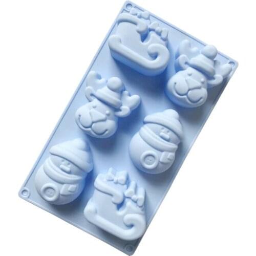 6 Cavity Snowman Christmas Series Silicone Cake Mold Bakery Appliances XG752