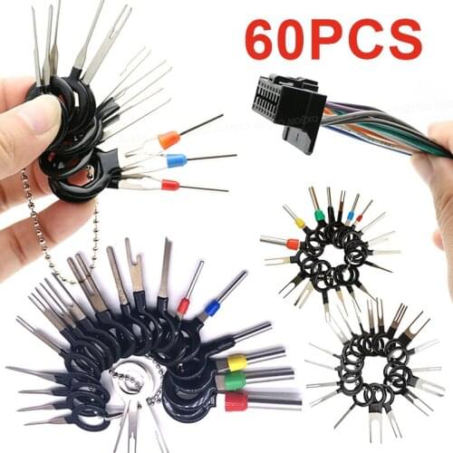 60Pcs Car Terminal Removal Tool Electrical Wiring Crimp Connector Pin Extractor Kit Automobiles Terminal Repair Hand Tools