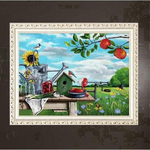 New 5D DIY diamond painting cross stitch house sunflower flower landscape painting rhinestone diamond embroidery home decoration