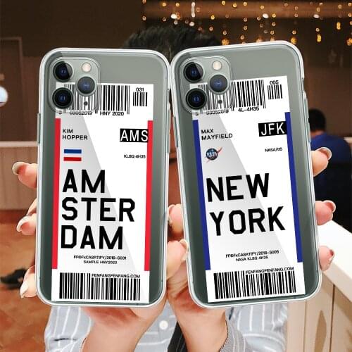 World Country Label Air Tickets Phone Cases on For iPhone 11 12 Mini Pro Max X XR 8 7 6S 6 Plus Soft TPU Boarding Pass Cover