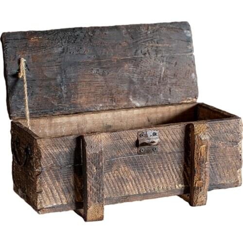 Decorative and practical antique storage box, retro antique decoration wooden box