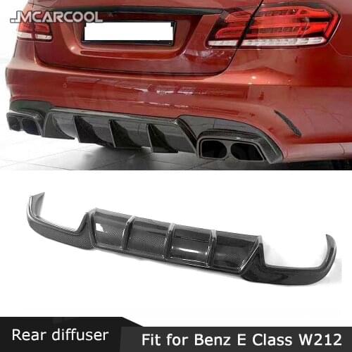 Carbon fiber Rear Diffuser With Exhaust tips For Benz C Class W212 E63 AMG 2014 -2016 Bumper Lip Guard Car Styling