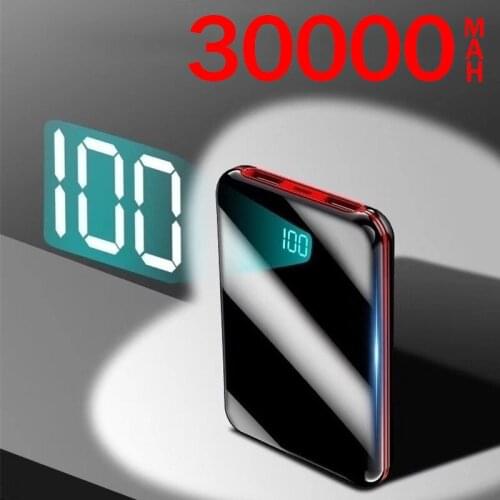 Mini Power Bank 30000mAh Portable Charging Digital Display 2USB Fast Charging Outdoor Travel Power Bank for Xiaomi Iphone