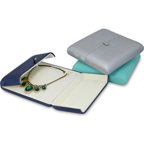 Double Open PU Leather Snap Jewelry Set Box for Jewellery Earring Necklace Pendant Ring Bracelet Boxlong Chain Packaging Case