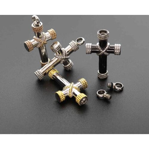 20x36MM cross stainless steel cremation bottle perfume holder ash wish vial pendant charm memorial gift name engraving 1190012