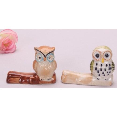 Ceramic Owl Miniature Animal Decoration Home Garden Mini Dollhouse Toy Craft Ornaments Micro Decor DIY Gift