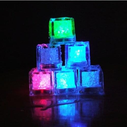 Colorful Glowing Ice Cubes Wine Glass Decoration Led Fluorescent Block Flashing Induction Ice Lamp For Bar Wedding Party