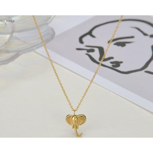 Small lucky elephant necklace for women stainless steel animal cute necklace for chirdren kids girls dainty jewelry tarnish free