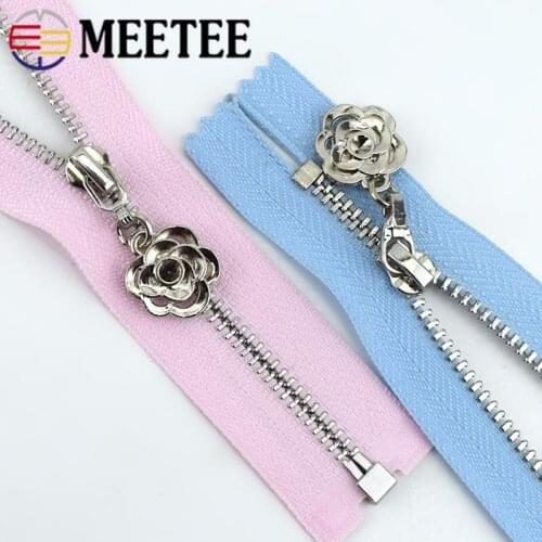 Meetee 2pcs 3# Metal Zipper Close-end 20/30cm Open-end 40-70cm Auto Lock Zip for Sewing Bags Pocket Wallet Garment Accessories