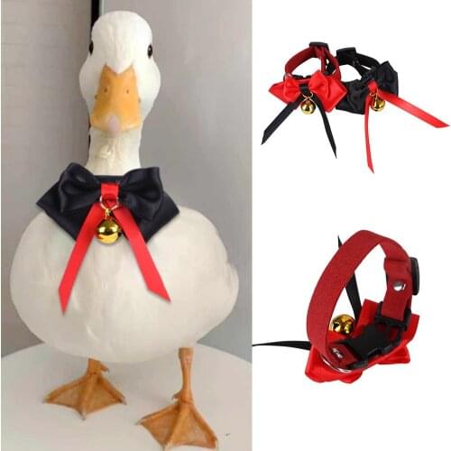 Lovely Pet Collars Chicken Duck Goose Small Animal Bells Bow Tie Cute Pets Clothes Hand-made Bird Gentleman Bow Collar