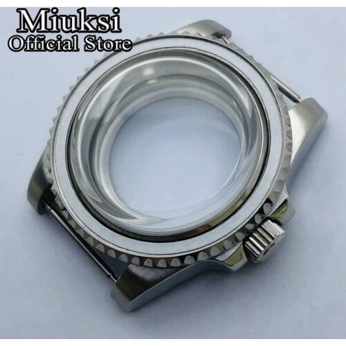 Miuksi 40mm sapphire glass silver stainless steel case for NH35 NH36 ETA 2836 Mingzhu DG2813,3804,Miyota 8215 movement