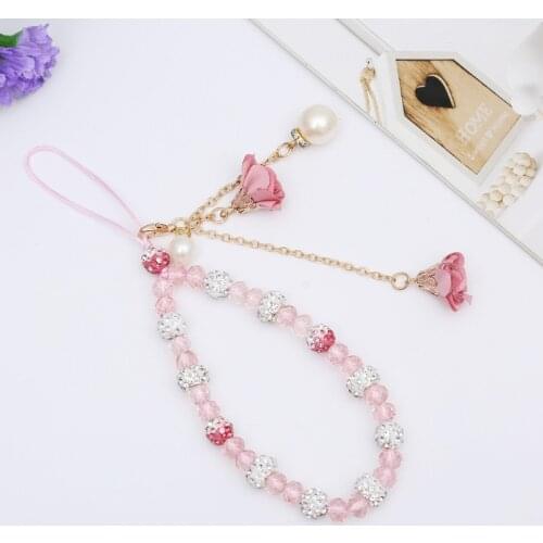 Mobile Phone Lanyard Short Hand Tassel Strap For Key USB Diamond Bracelet Phone Case Flower Pendant DIY Accessories Ornaments